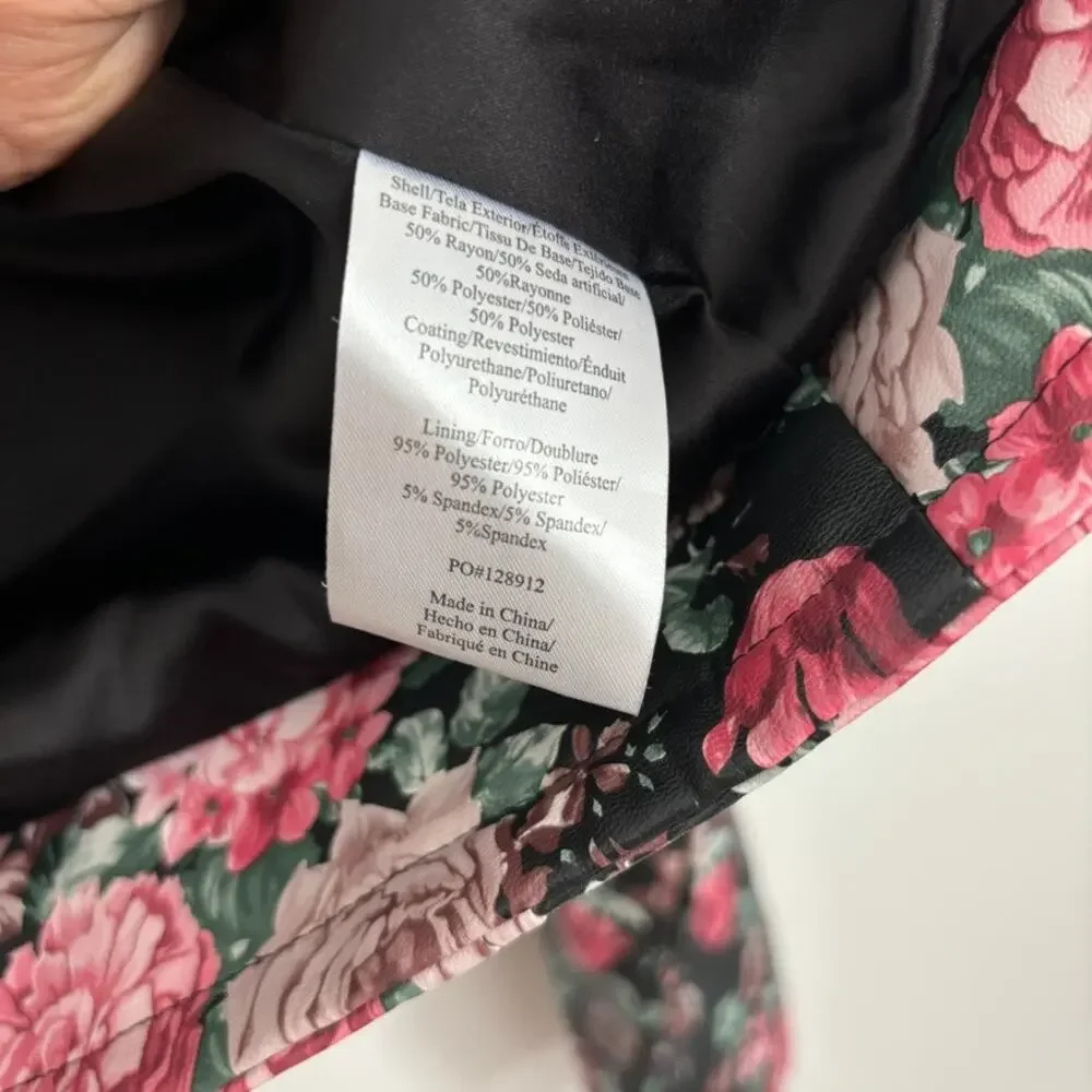 ModCloth Floral Vegan Leather Moto Jacket – Faux Leather – Size S- Rock Girly